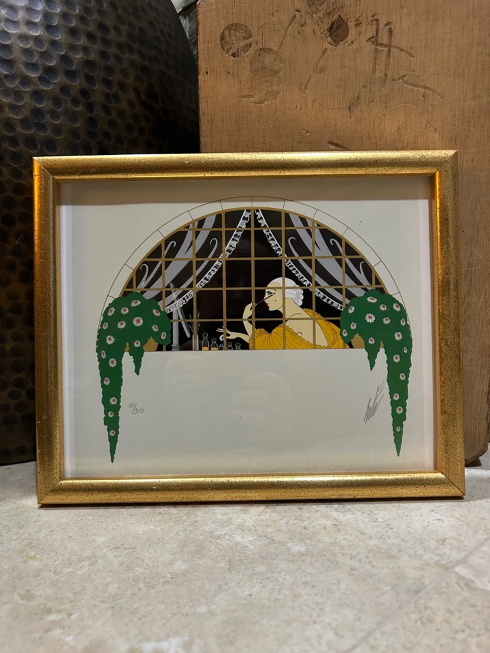 ERTE Vintage Book Print- “La Toilette” Framed Art